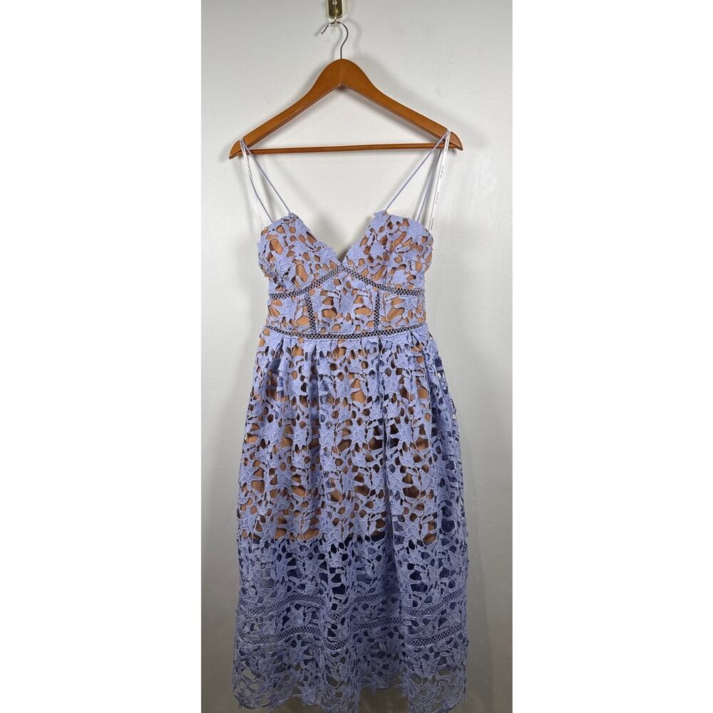 Self-Portrait Azalea Textured Floral Lace Midi Dress in Lilac — US 8 - Picture 3 of 9